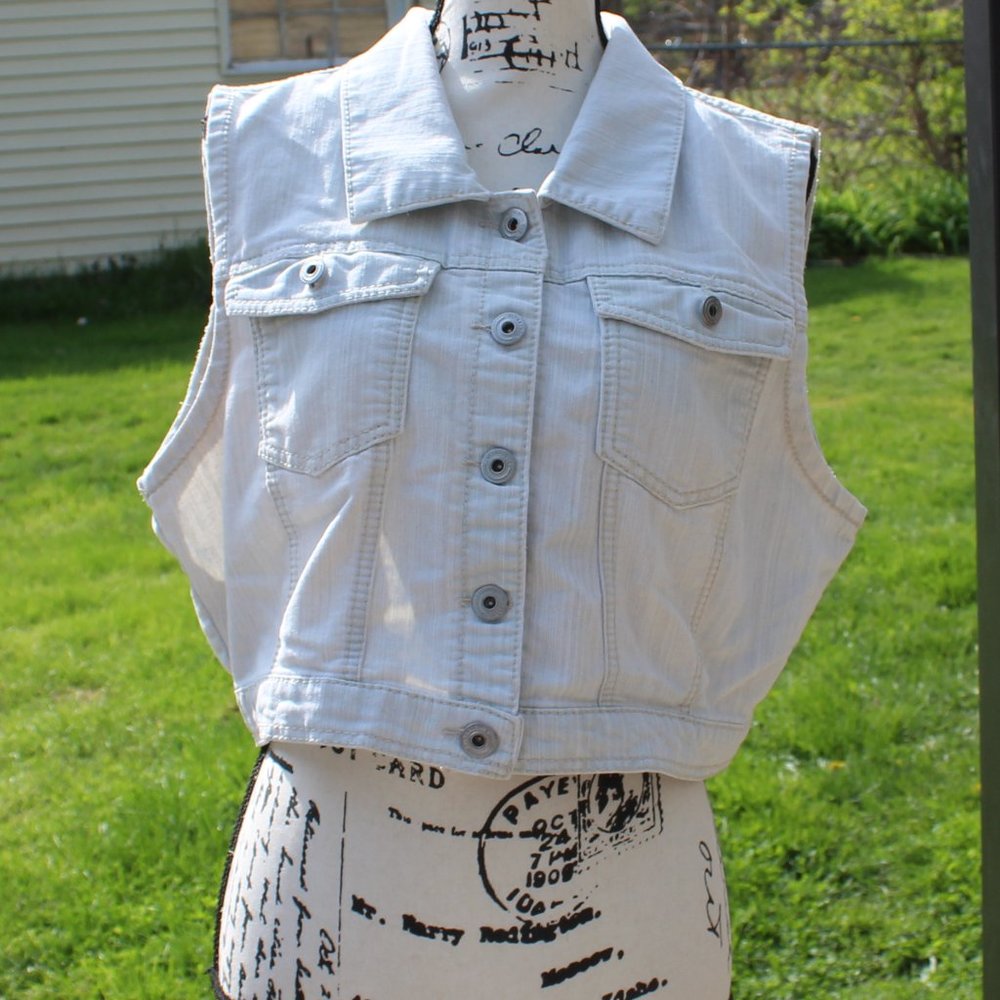 Juniors 2X Jean Cropped Jacket by Ultra Love